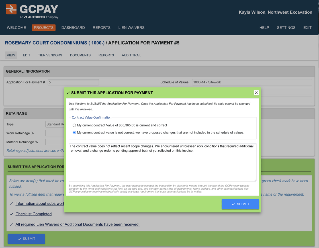 Contract Value Confirmation