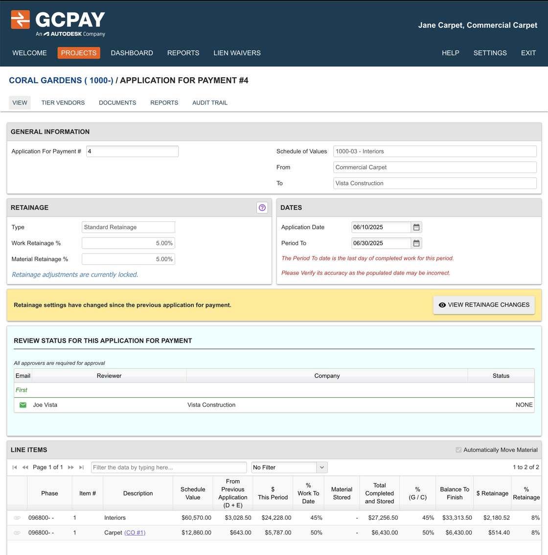 GCPay Projects View