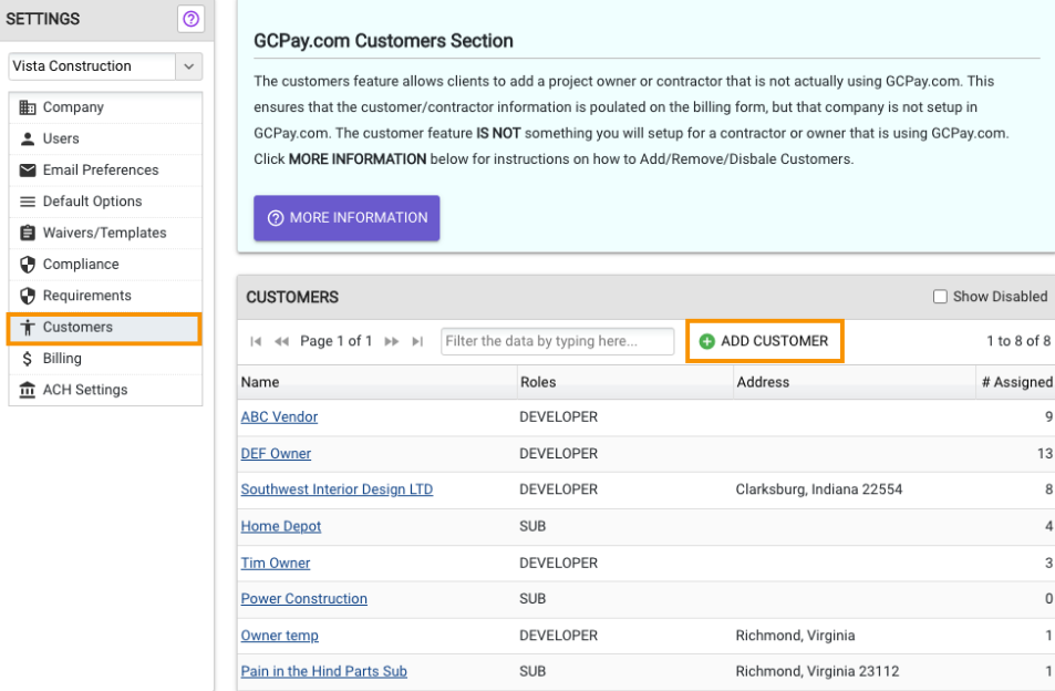 The Owner billing feature enables clients to enter a Developer/Owner as a GCPay company without them ever having access to GCPay.