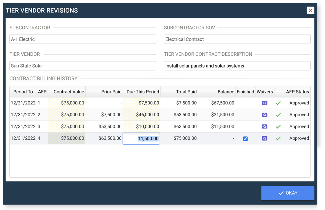 Tier Vendor Revisions