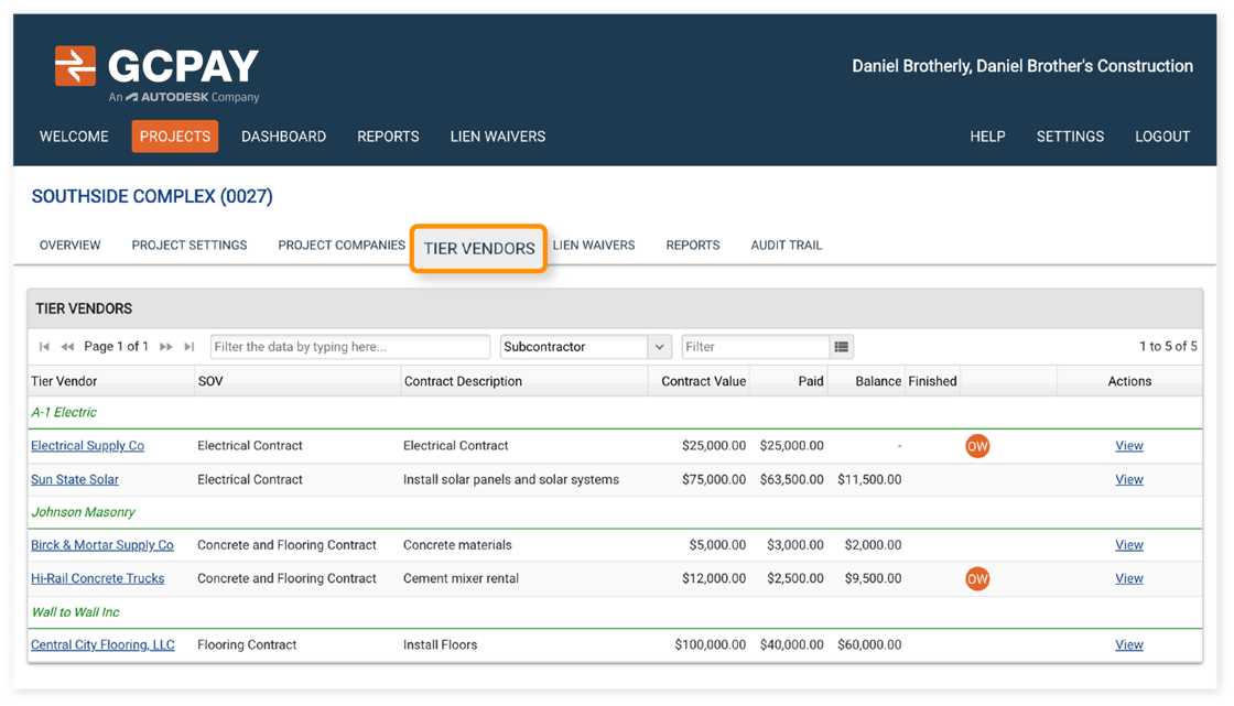 Tier Vendor_Projects