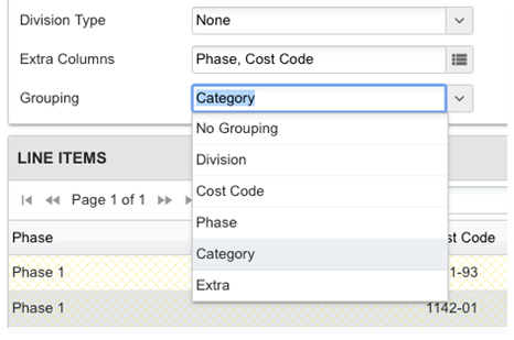 Users can now include additional data columns such as CSI Division, Cost Code, Phase, Category, or Extra.